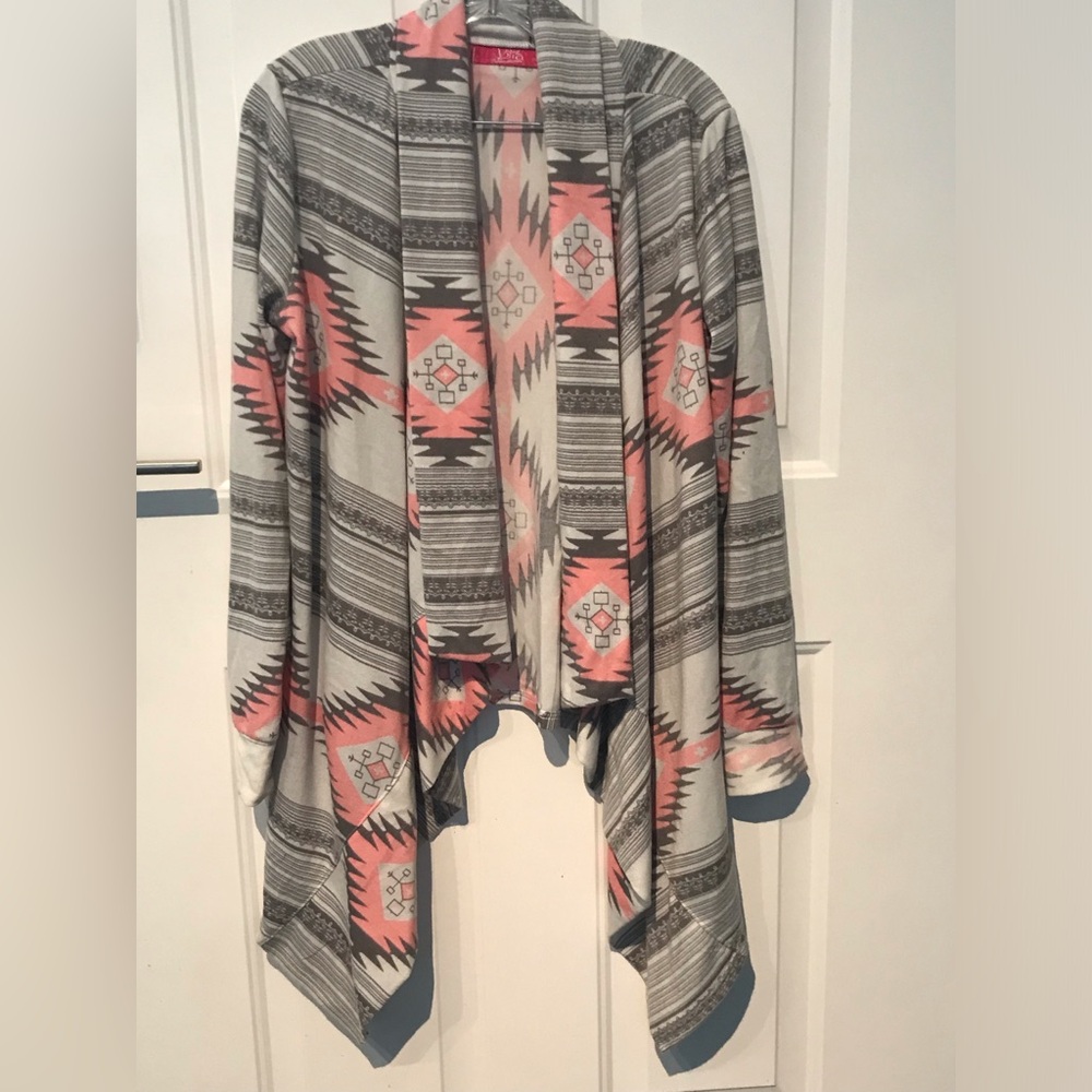 Vilia Brand Cardigan Sweater Jacket Southwestern Aztec Print L.